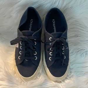 SUPERGA 37 1/2 (US Women’s 7) Navy Canvas Sneakers